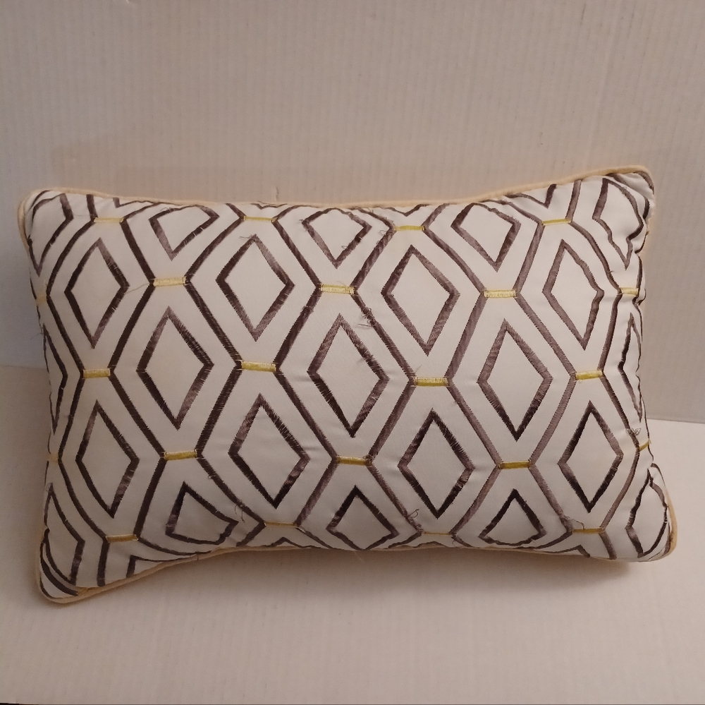 4/$40 Gray, Yellow & White Rectangular Throw Pillow - Medium Size